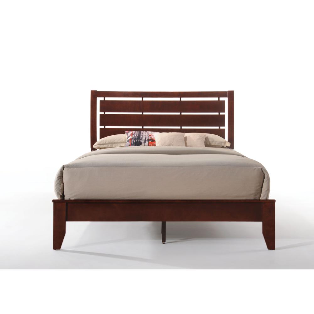 Ilana Queen Bed w/Storage, Brown PU & Brown Cherry, (1Set/3Ctn). Picture 4