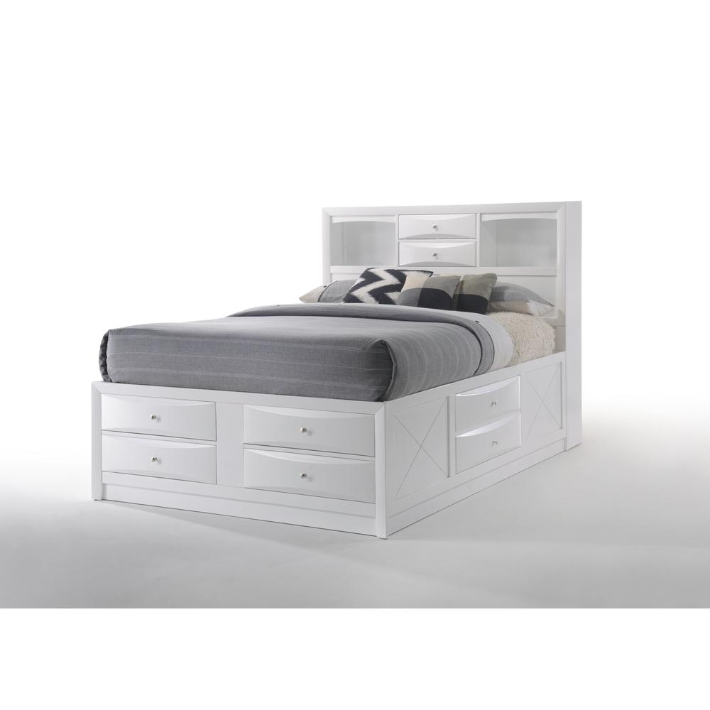 Ireland Queen Bed w/Storage, White. Picture 1