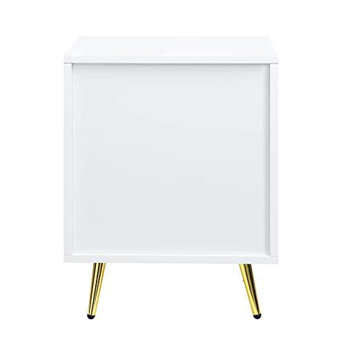 ACME Gaines Nightstand, White High Gloss Finish. Picture 5