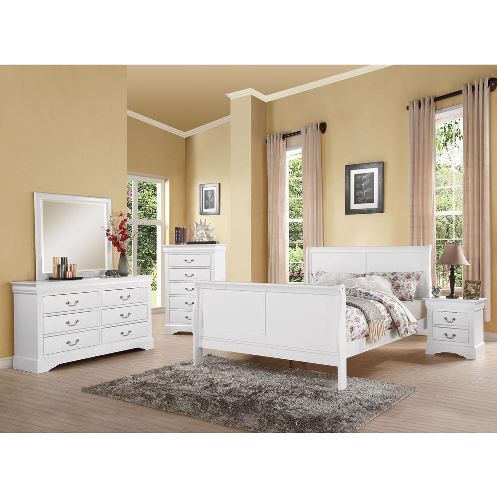 ACME Louis Philippe III Queen Bed, White (1Set/2Ctn). Picture 1