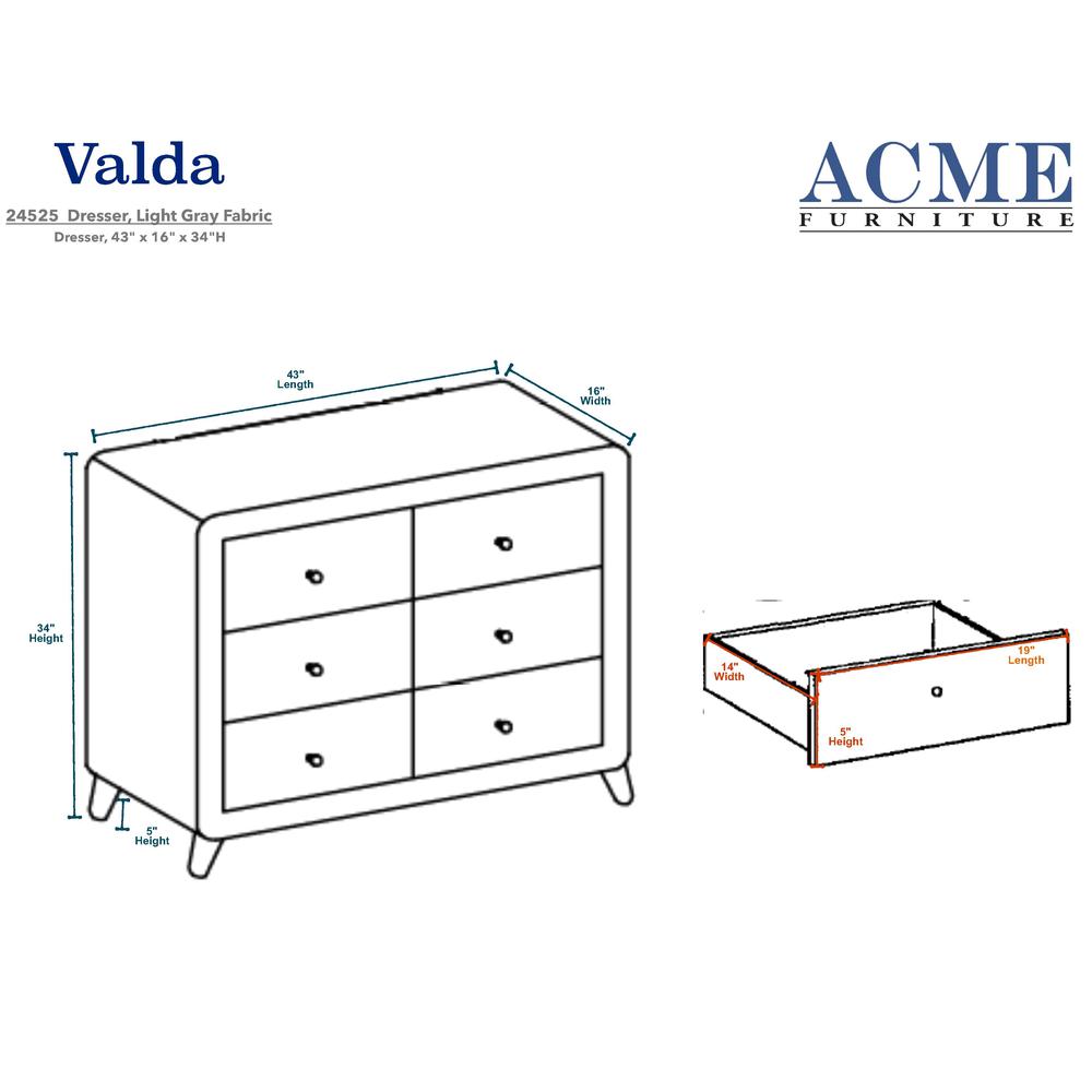 Valda Dresser, Light Gray Fabric. Picture 1
