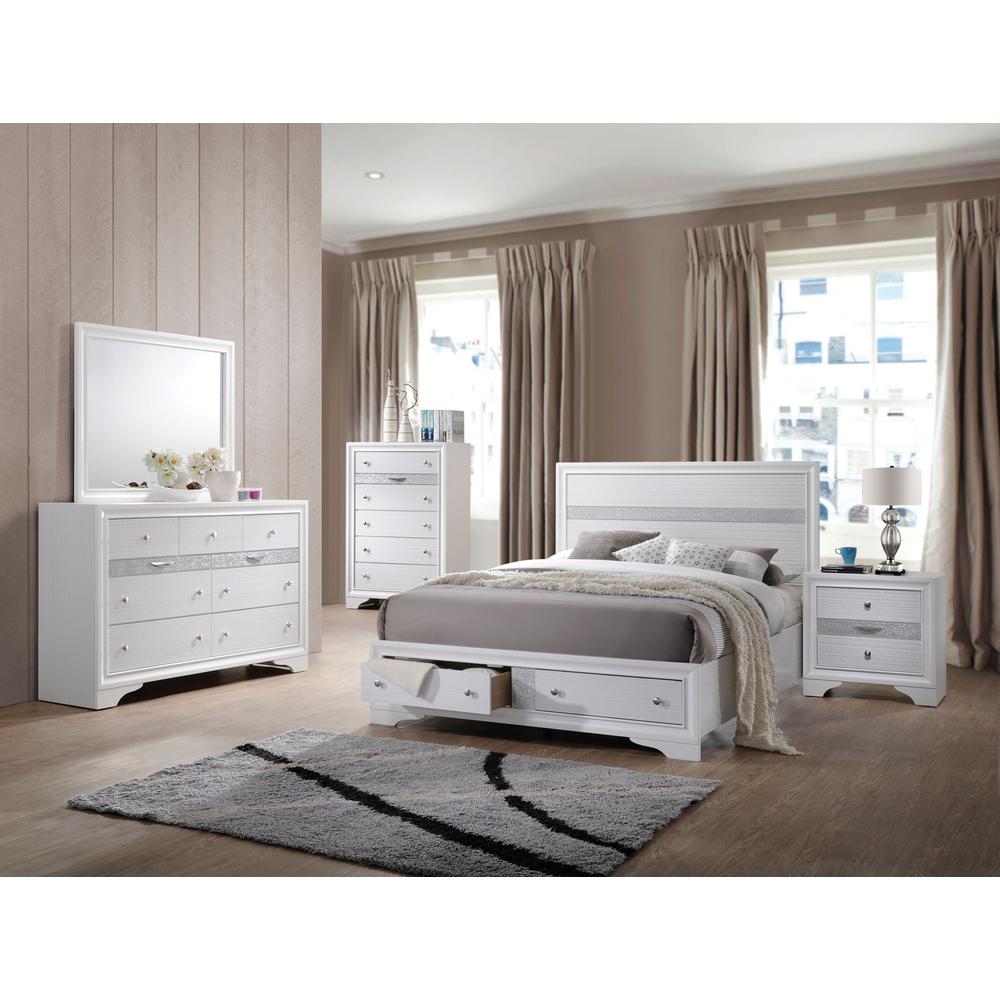 ACME Naima Queen Bed w/Storage, White (1Set/3Ctn). Picture 1