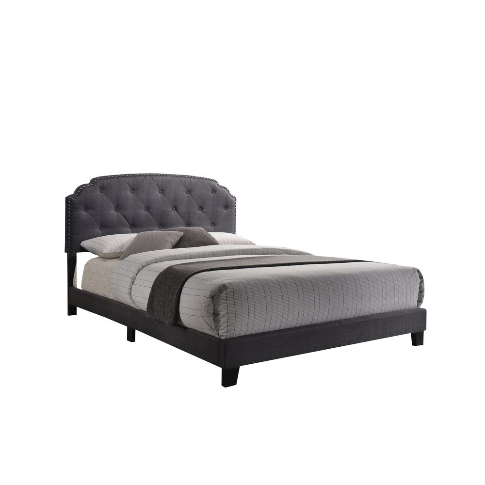 Tradilla Queen Bed, Gray Fabric. Picture 1