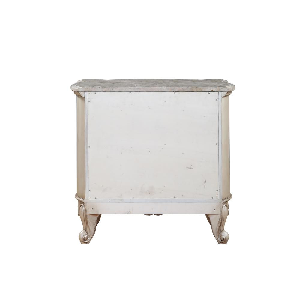 Gorsedd Nightstand w/Marble Top, Marble & Antique White  (27443). Picture 2