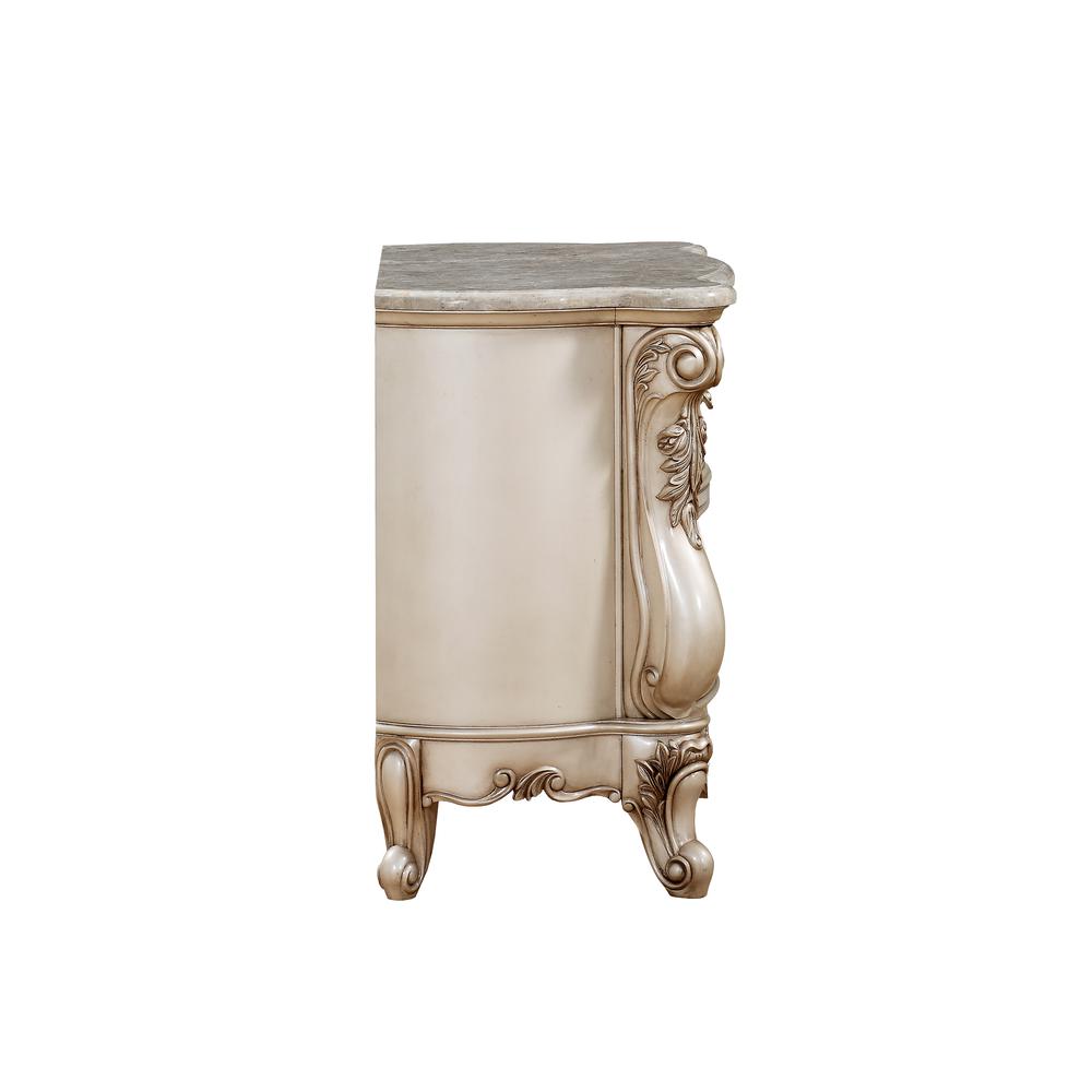 Gorsedd Nightstand w/Marble Top, Marble & Antique White  (27443). Picture 5