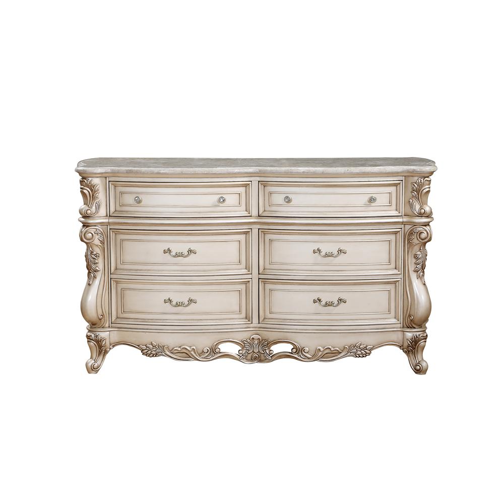 Gorsedd Dresser w/Marble Top, Marble & Antique White  (27445). Picture 4