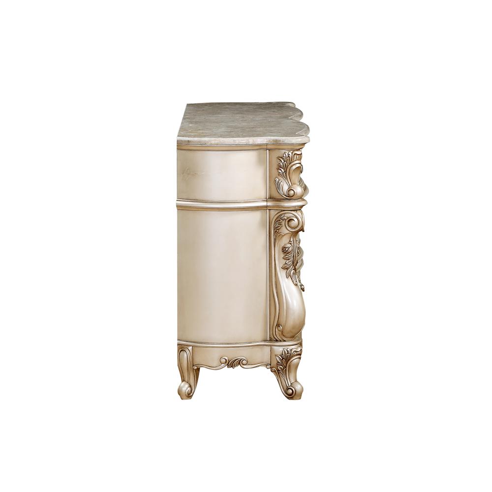 Gorsedd Dresser w/Marble Top, Marble & Antique White  (27445). Picture 6