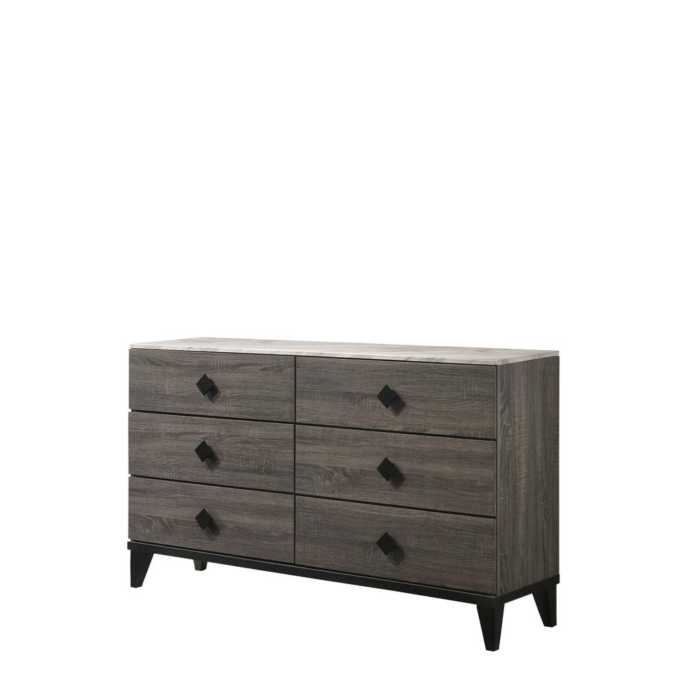 Dresser, Faux Marble & Rustic Gray Oak. Picture 1