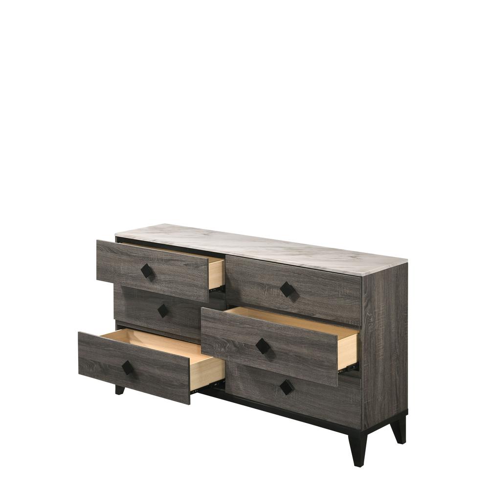 Dresser, Faux Marble & Rustic Gray Oak. Picture 2