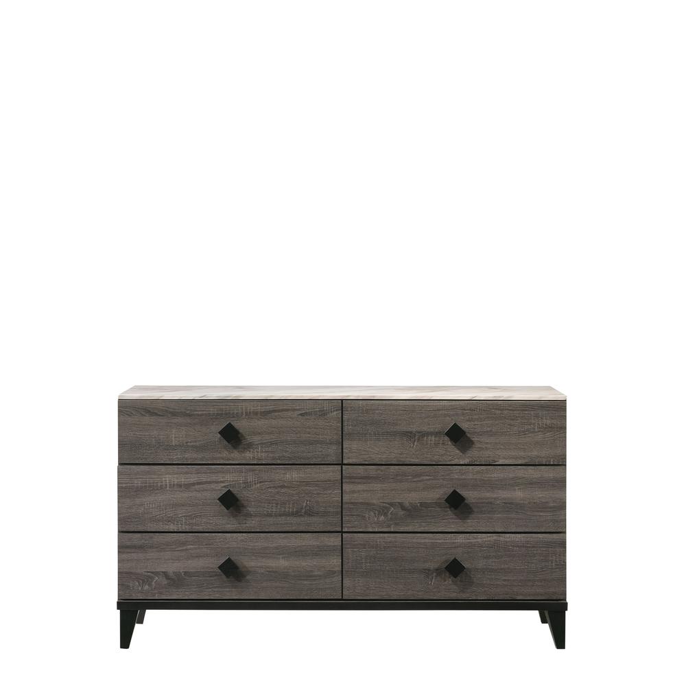 Dresser, Faux Marble & Rustic Gray Oak. Picture 3
