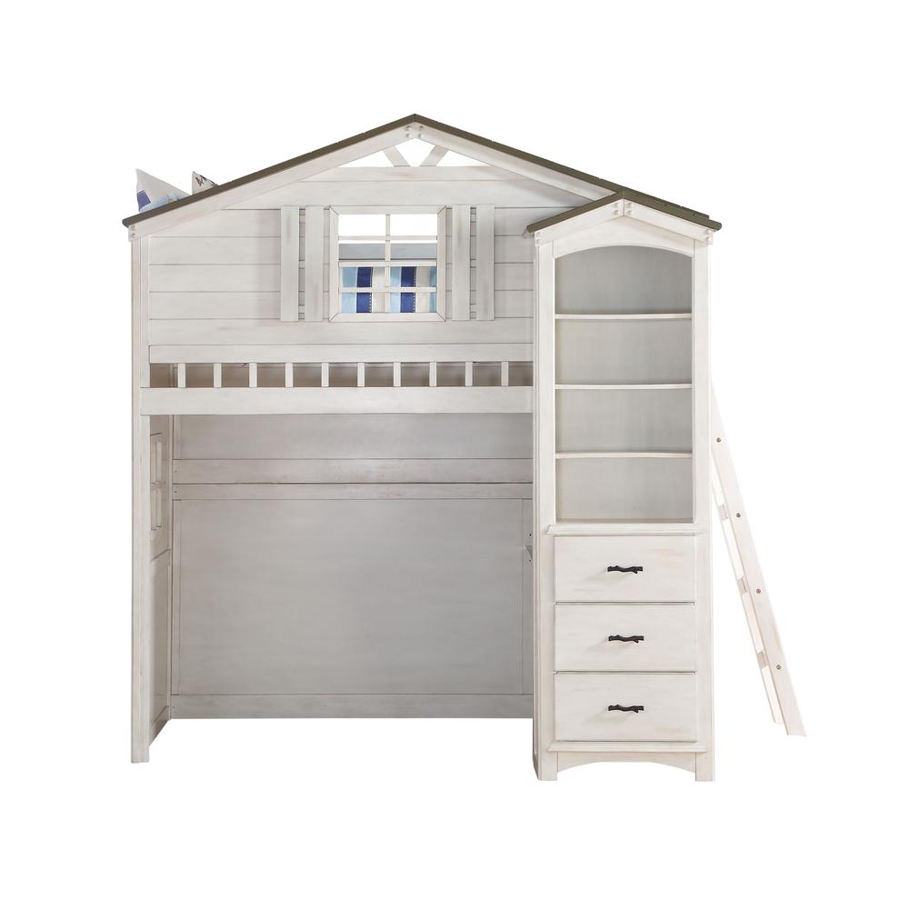 Tree House Loft Bed (Twin Size), Weathered White & Washed Gray (1Set/2Ctn). Picture 13