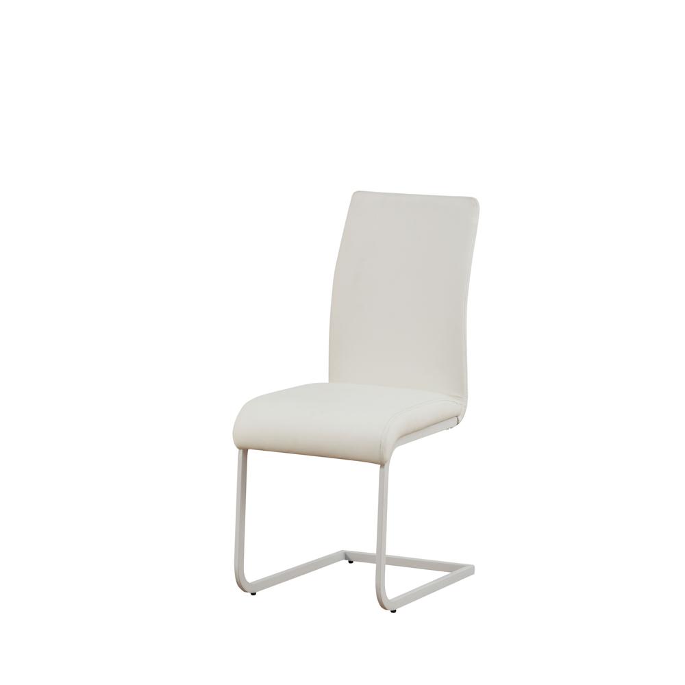 Pervis Side Chair (Set-2), White PU & Chrome. Picture 4