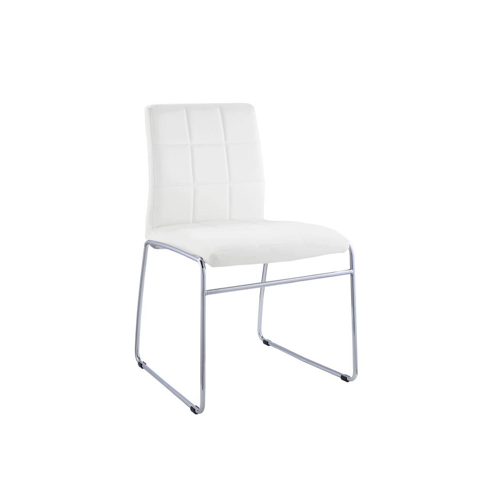 Pervis Side Chair (Set-2), White PU & Chrome. Picture 7