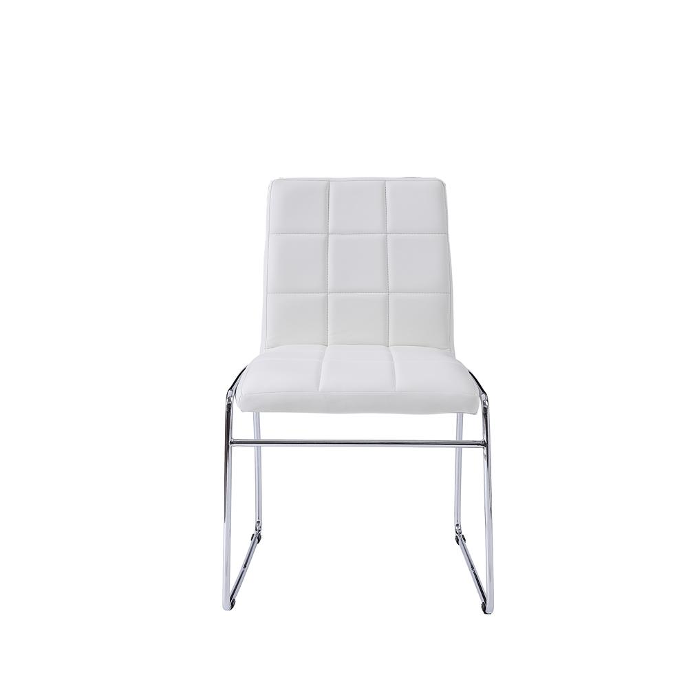 Pervis Side Chair (Set-2), White PU & Chrome. Picture 9