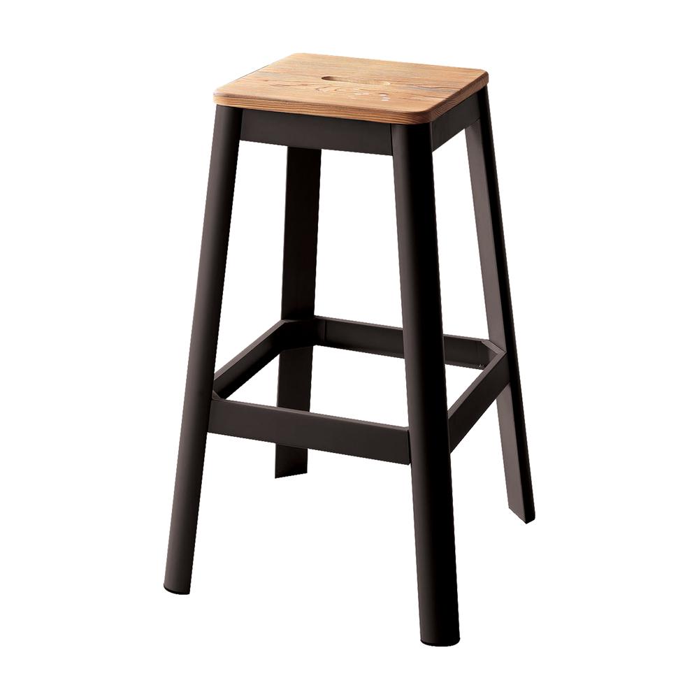 Jacotte Bar Stool (1Pc), Natural & Black, 30" Seat Height. Picture 2