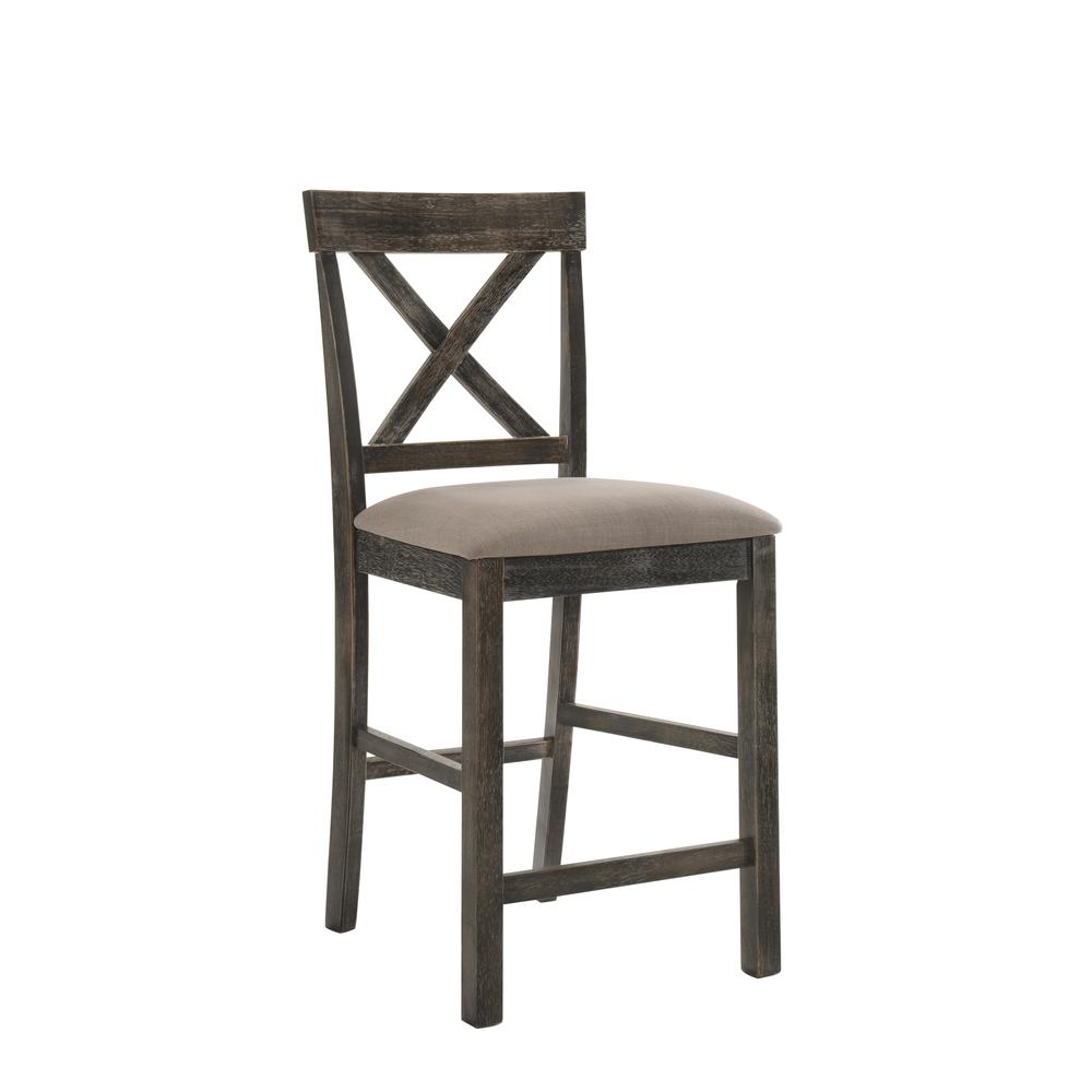 Martha II Counter Height Stool (Set-2), Tan Linen & Weathered Gray. Picture 5