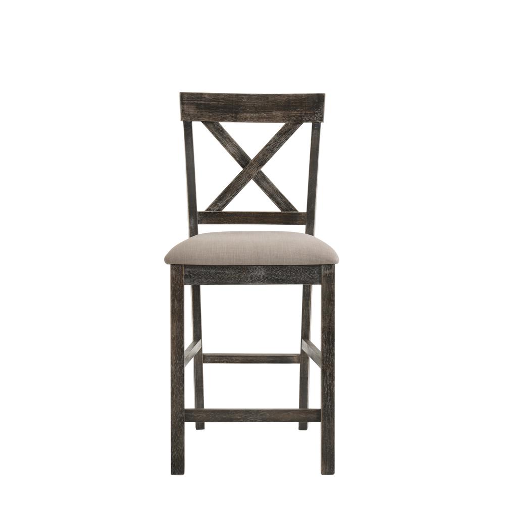 Martha II Counter Height Stool (Set-2), Tan Linen & Weathered Gray. Picture 7