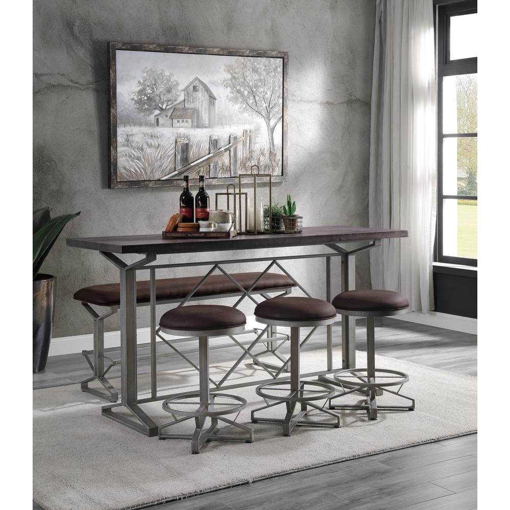 Evangeline Counter Height Table, Salvaged Brown & Black Finish (73900). Picture 6
