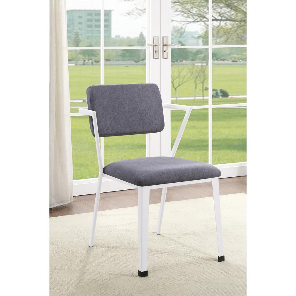 Cargo Dining Chair (Set-2), Gray Fabric & White (2Pc/1Ctn). Picture 1