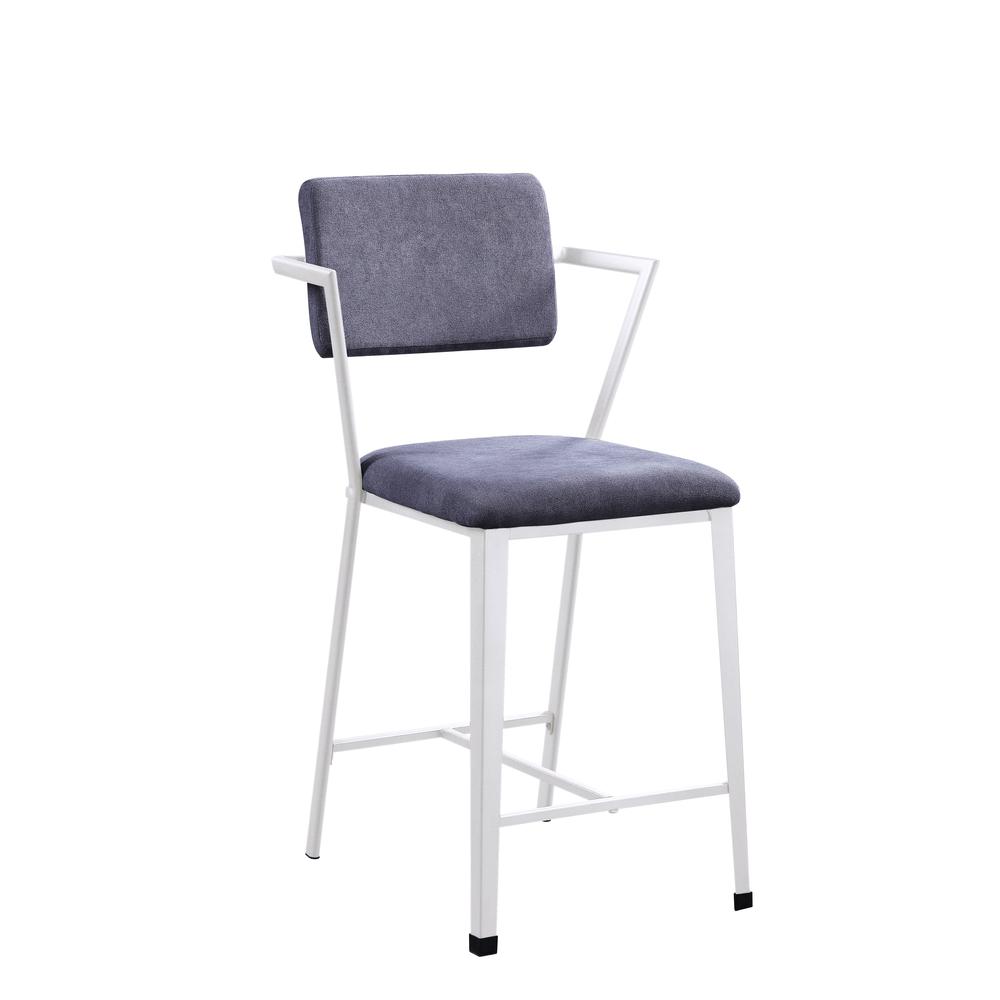Cargo Counter Height Chair (Set-2), Gray Fabric & White (2Pc/1Ctn). Picture 1