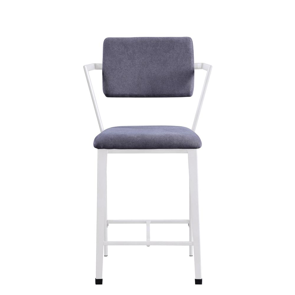 Cargo Counter Height Chair (Set-2), Gray Fabric & White (2Pc/1Ctn). Picture 2