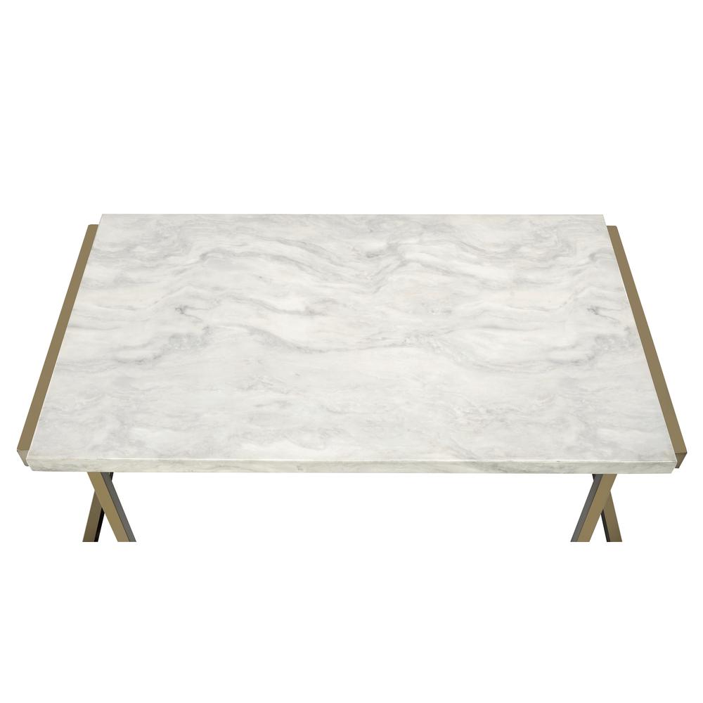 Boice II Sofa Table, Faux Marble & Champagne. Picture 3