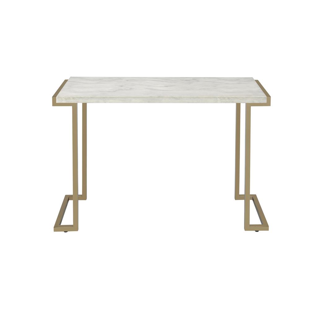 Boice II Sofa Table, Faux Marble & Champagne. Picture 9