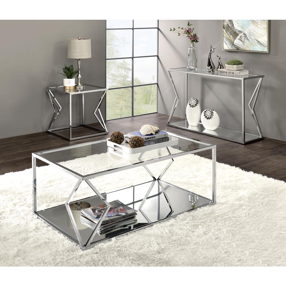 Sofa Table, Clear Glass & Chrome Finish 83484. Picture 1