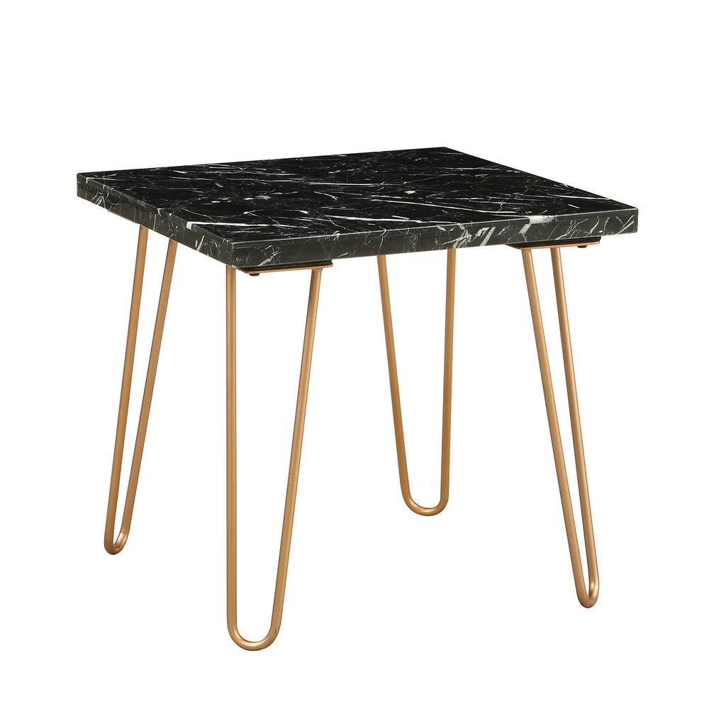 Telestis End Table, Black Marble & Gold. Picture 1