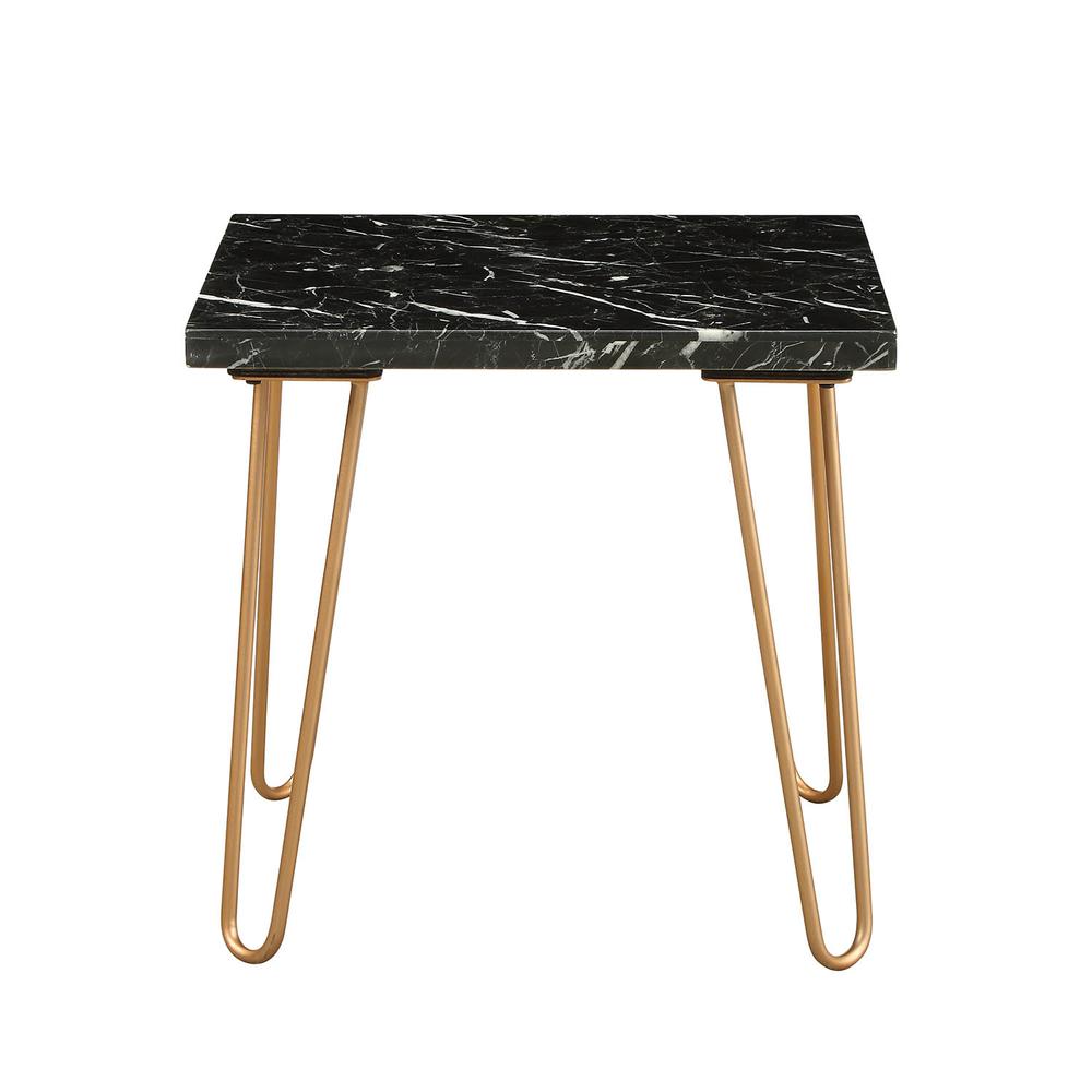 Telestis End Table, Black Marble & Gold. Picture 2