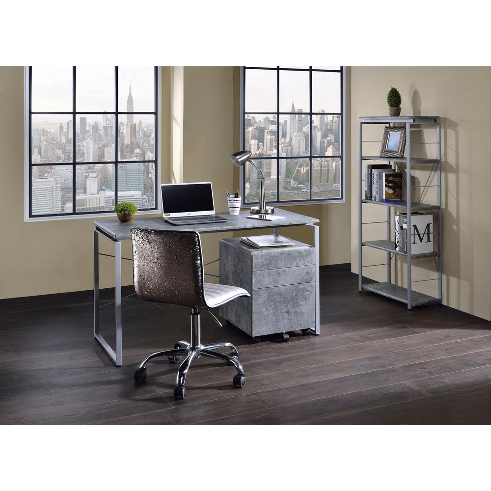 Desk, Faux Concrete & Silver 92905. Picture 4