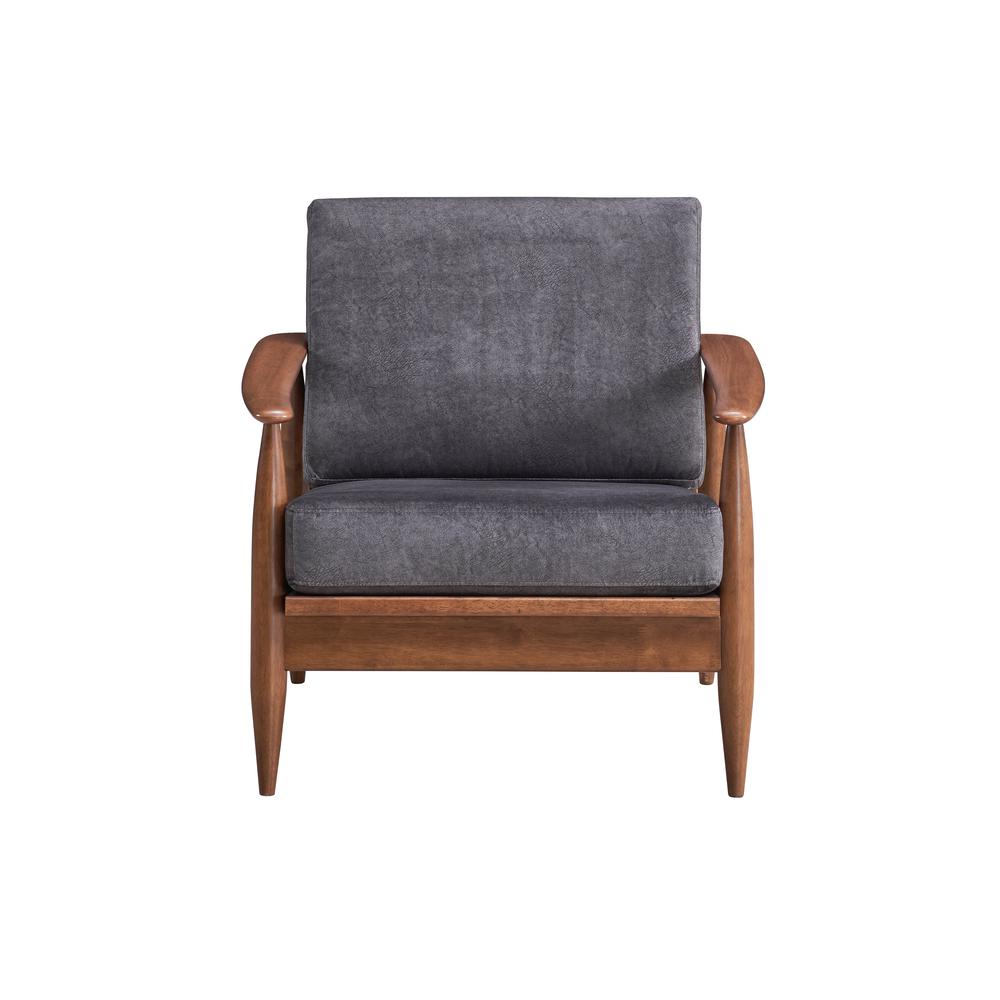 Furniture Alisa Upholstered Fabric & Wood Accent Chair in Charcoal/Brown. Picture 2