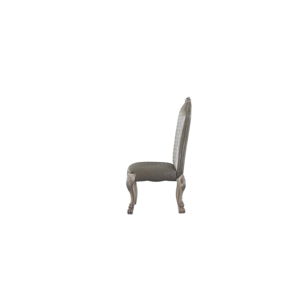 Dresden Side Chair (Set-2), PU &Vintage Bone White Finish. Picture 4