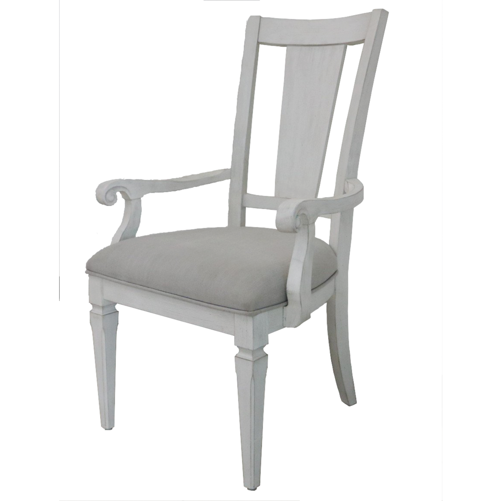 Katia Arm Chair (Set-2), Light Gray Linen & Weathered White Finish. Picture 1