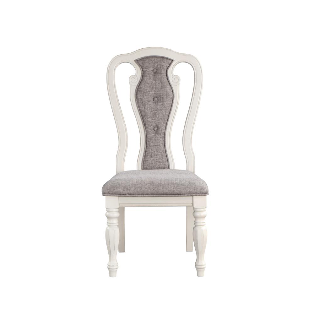 Florian Gray Fabric & Antique White Finish Side Chair(Set-2). Picture 2