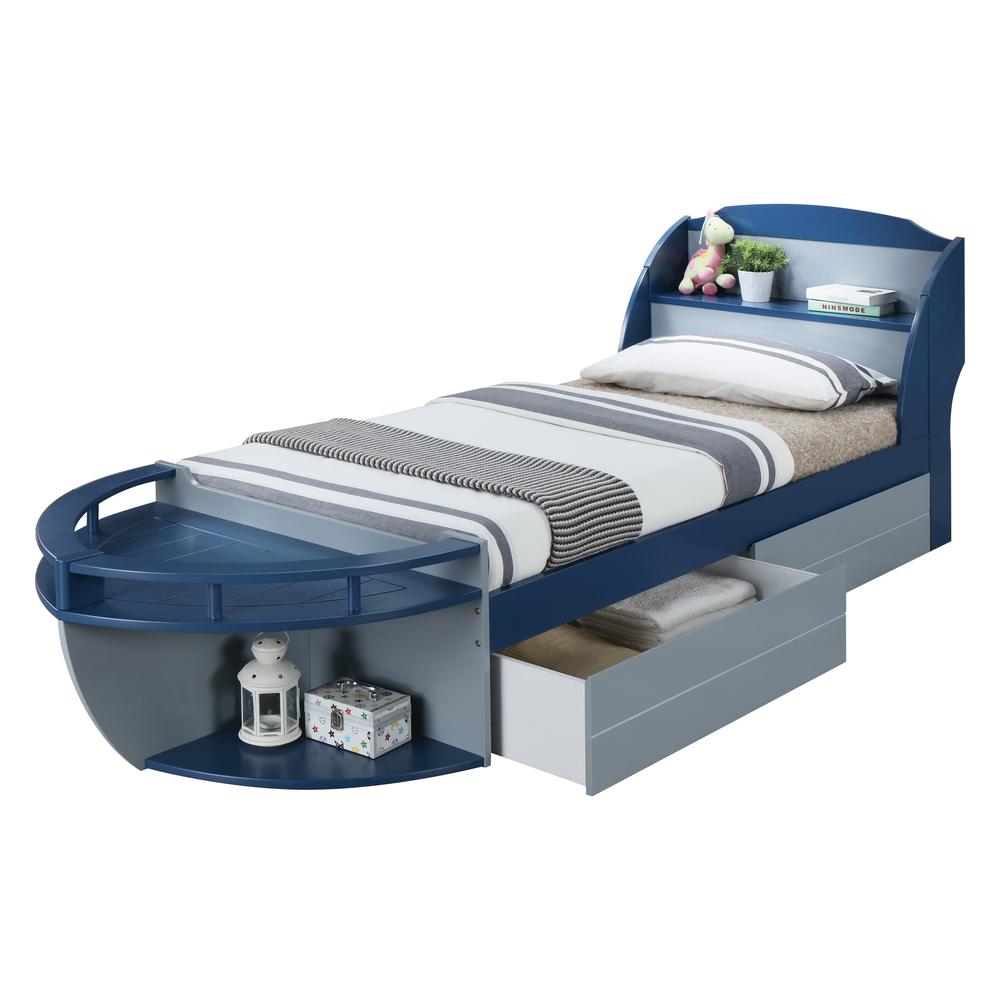 Neptune II Twin Bed, Gray & Navy (1Set/3Ctn). Picture 2
