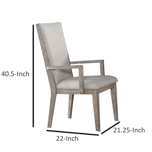 ACME Rocky Arm Chair (Set-2), Fabric & Gray Oak. Picture 6