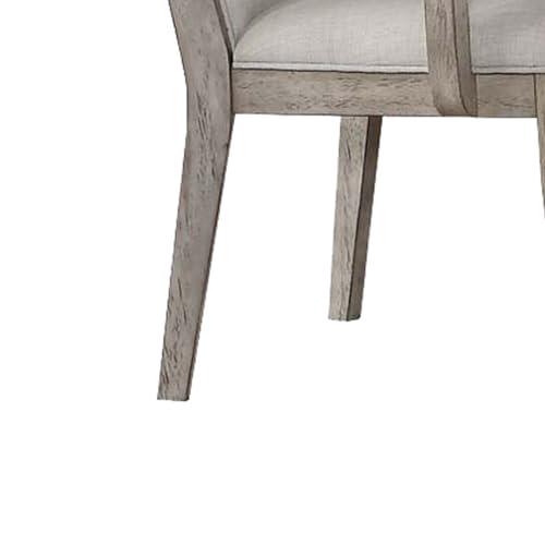 ACME Rocky Arm Chair (Set-2), Fabric & Gray Oak. Picture 4