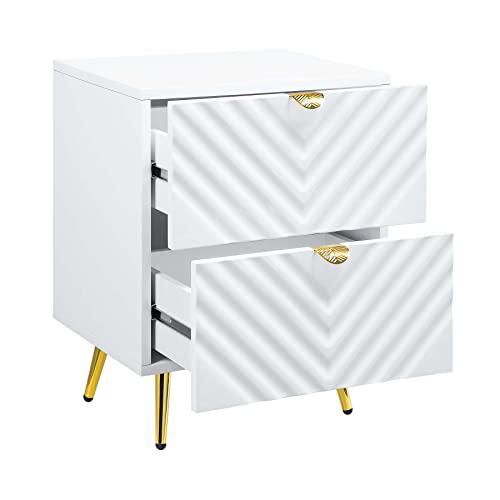 ACME Gaines Nightstand, White High Gloss Finish. Picture 6