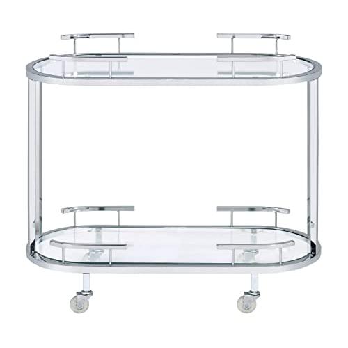 Piffo Serving Cart & Bar Table, Clear Glass & Chrome Finish (AC00162). Picture 4