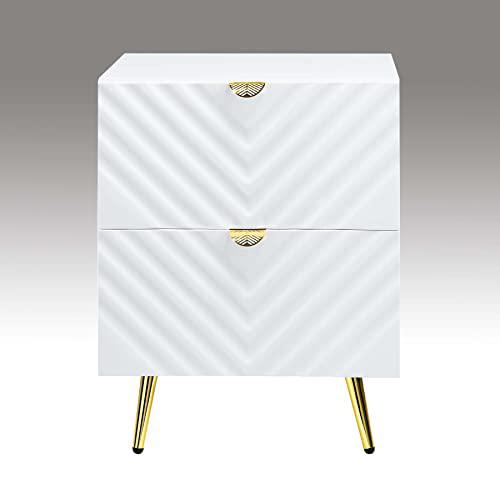 ACME Gaines Nightstand, White High Gloss Finish. Picture 4