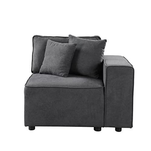Silvester Modular Right Facing Chair w/2 Pillows, Gray Fabric (56872). Picture 2