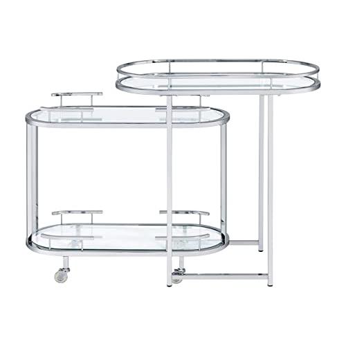 Piffo Serving Cart & Bar Table, Clear Glass & Chrome Finish (AC00162). Picture 2