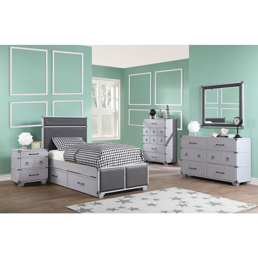 ACME Orchest Twin Bed, Gray PU & Gray. Picture 1