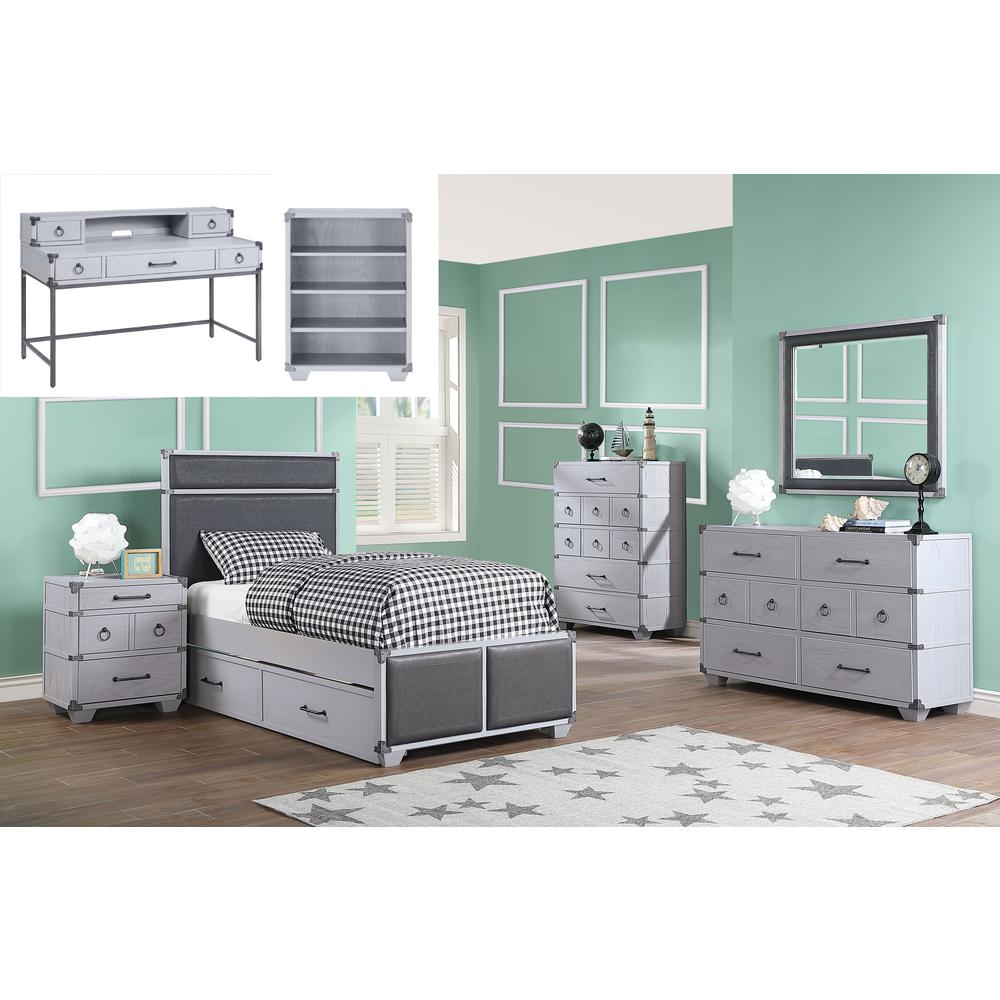 ACME Orchest Twin Bed, Gray PU & Gray. Picture 2