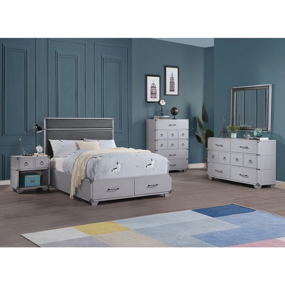 ACME Orchest Full Bed w/Storage, Gray PU & Gray. Picture 1