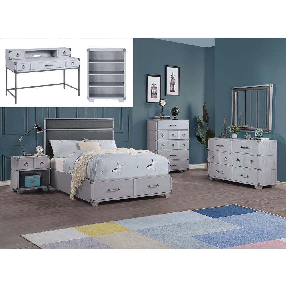 ACME Orchest Full Bed w/Storage, Gray PU & Gray. Picture 2