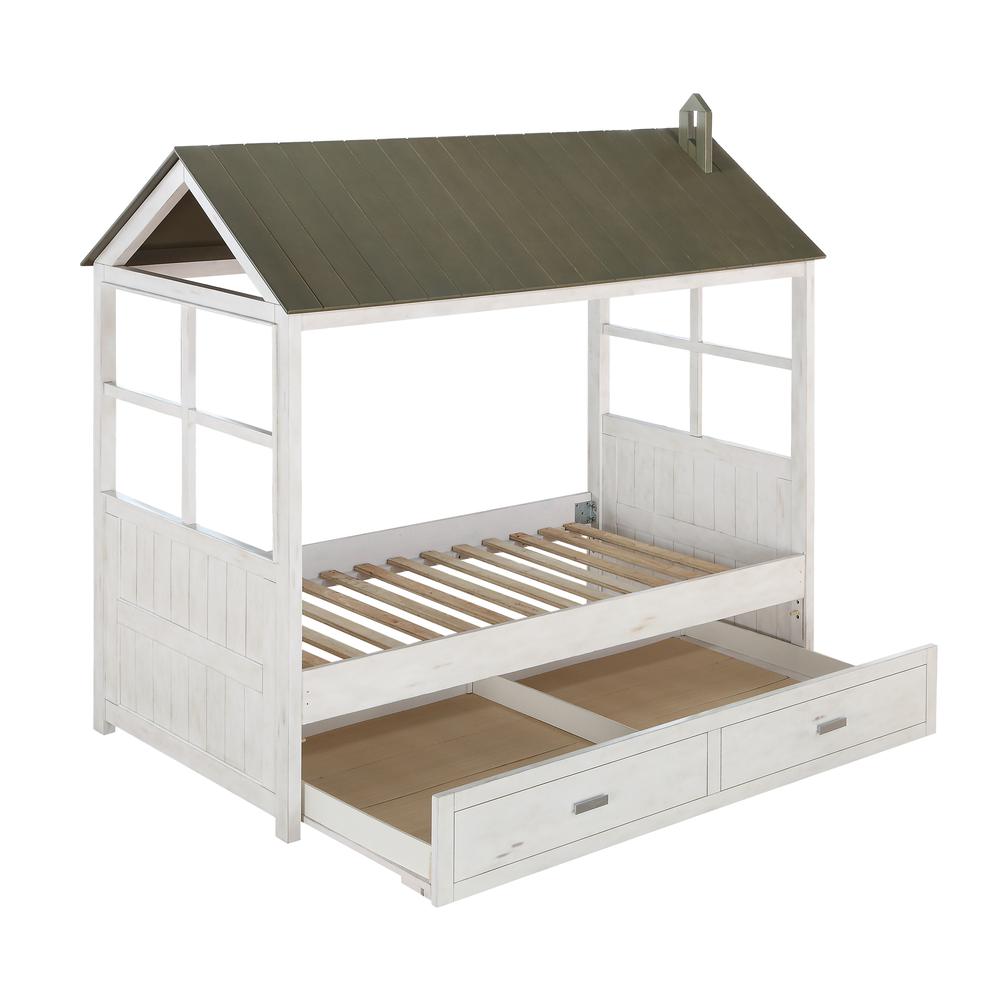 Tree House II Twin Bed, Weathered White & Washed Gray (1Set/3Ctn). Picture 1