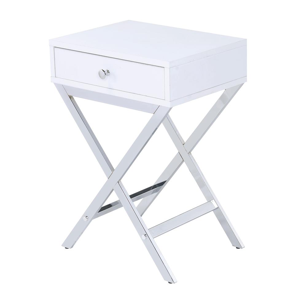 Coleen Side Table, White & Chrome. Picture 3
