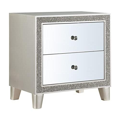 Sliverfluff Nightstand, Mirrored & Champagne Finish (BD00243). Picture 1